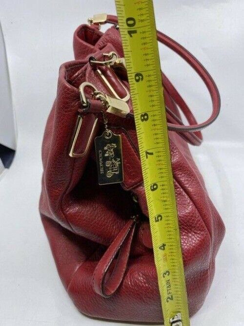 coach large red leather shoulder bag