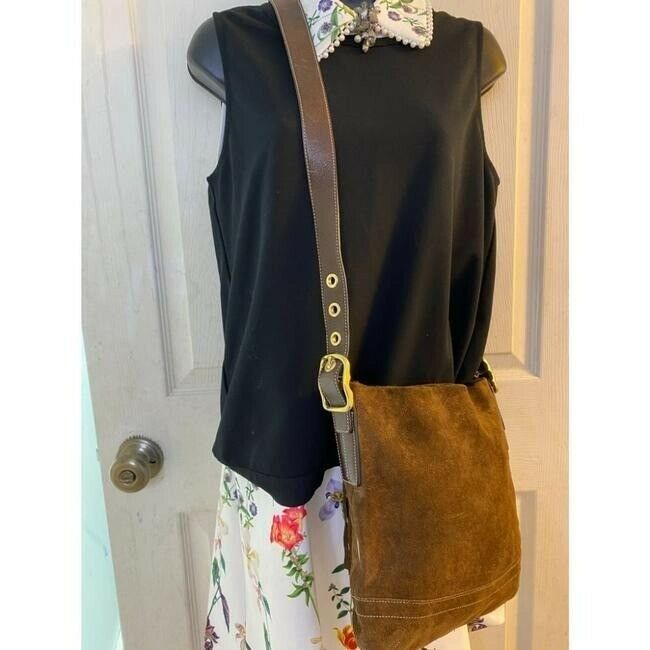 coach medium w adjustable strap tan brown leather cross body bag