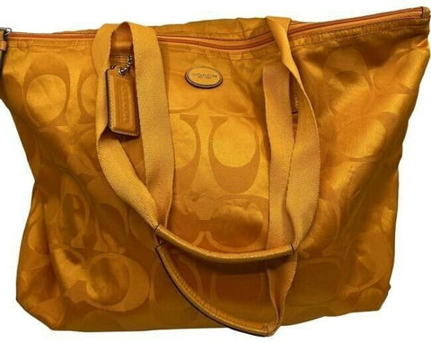 coach shopping xl orange fabric tote