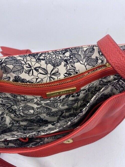 Vera Bradley Carson Saddle Red Leather Cross Body Bag