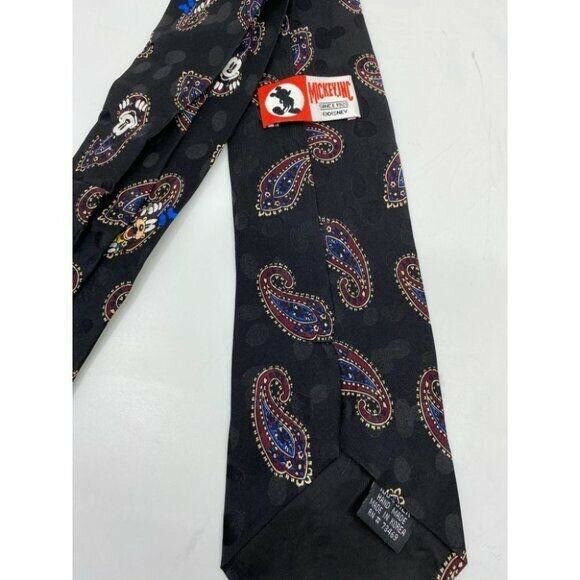 NWOT Disney Black Burgundy Neck Tie 100% Silk