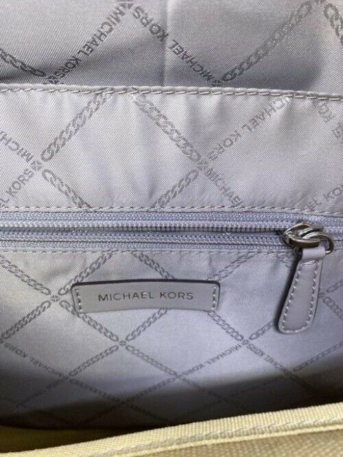 Michael Kors Slater Medium Logo Stripe Whitepinkgray Saffiano Leather Backpack
