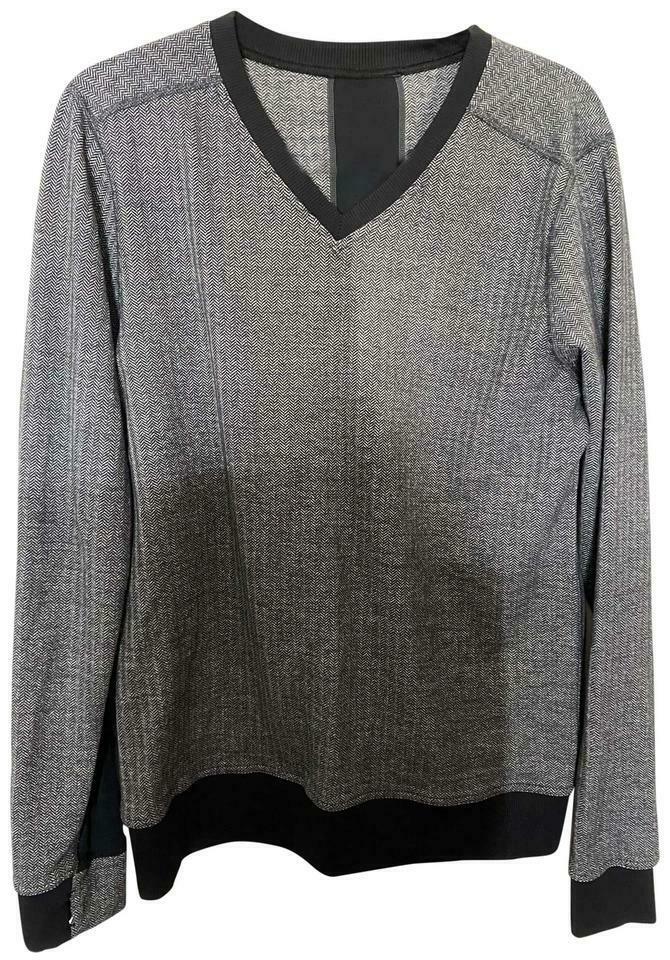 LULULEMON Womens Gray Black Long Sleeves Stylish V-Neck Sweaters Size: 4