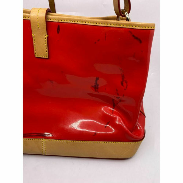 DOONEY & BOURKE Red Tan Large Patent Leather Tote Bag