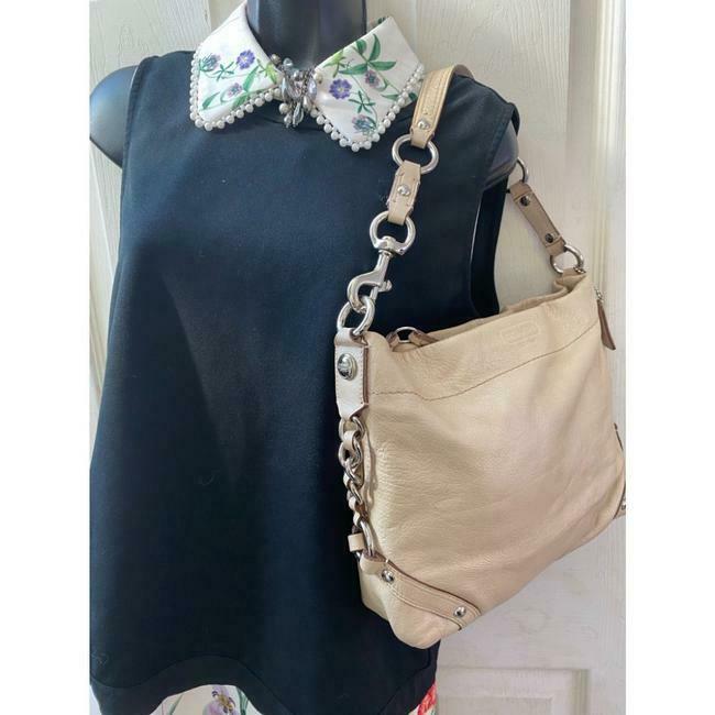 Coach Large Cream Leather Hobo Bag