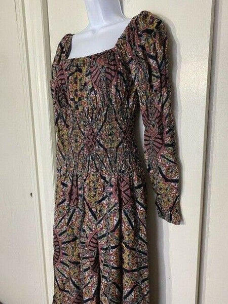 nicole miller multicolor new paisley smocking msrp long formal dress