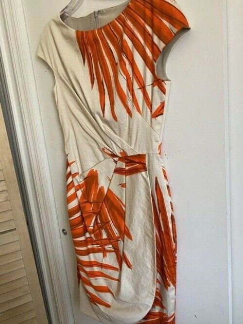 Lela Rose Orange Beige Symmetrical Small Short Casual Dress