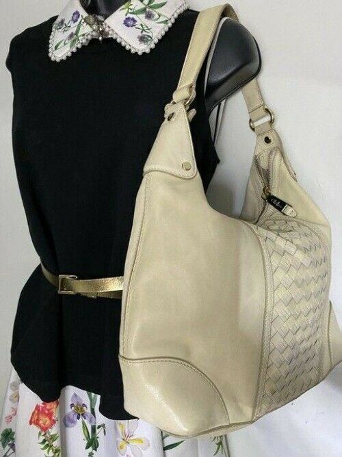 cole haan xl cream leather shoulder bag