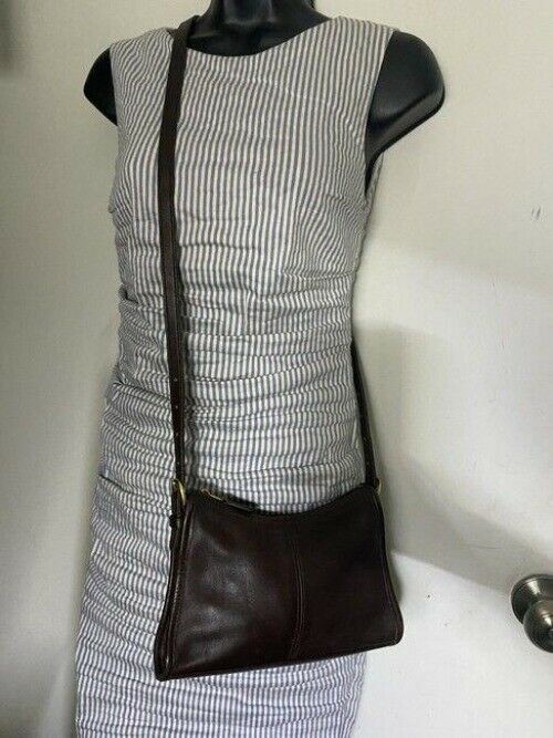 coach vintage small brown leather cross body bag