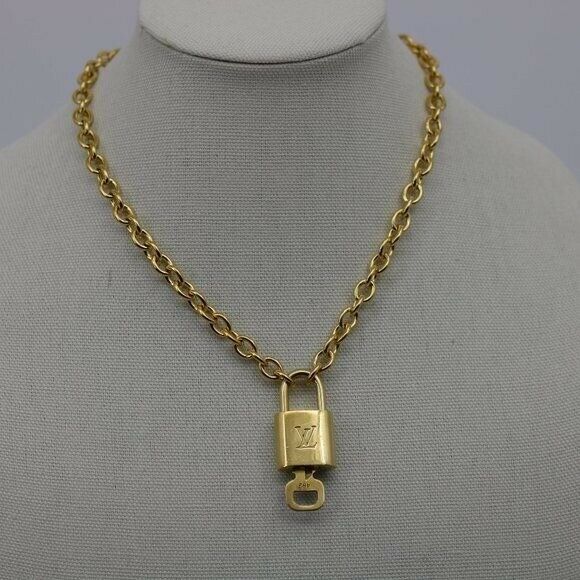 Louis Vuitton Gold Padlock & Key with Second-hand Necklace