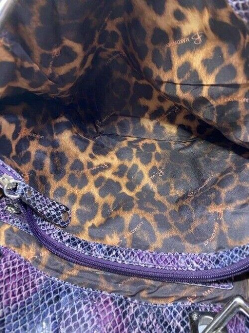 b makowsky snakeskin large purple black leather shoulder bag
