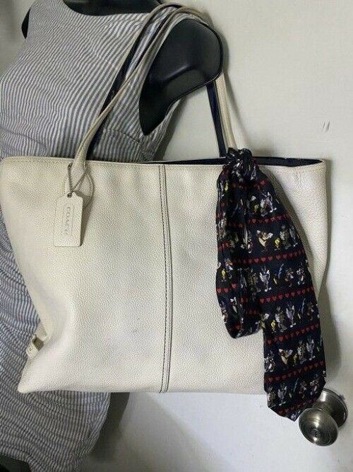 coach tote w large bag tote w detachable specialty white leather shoulder bag