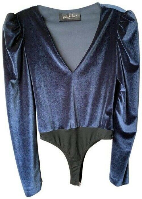 Nicole Miller Blue Black Small Msrp Blouse
