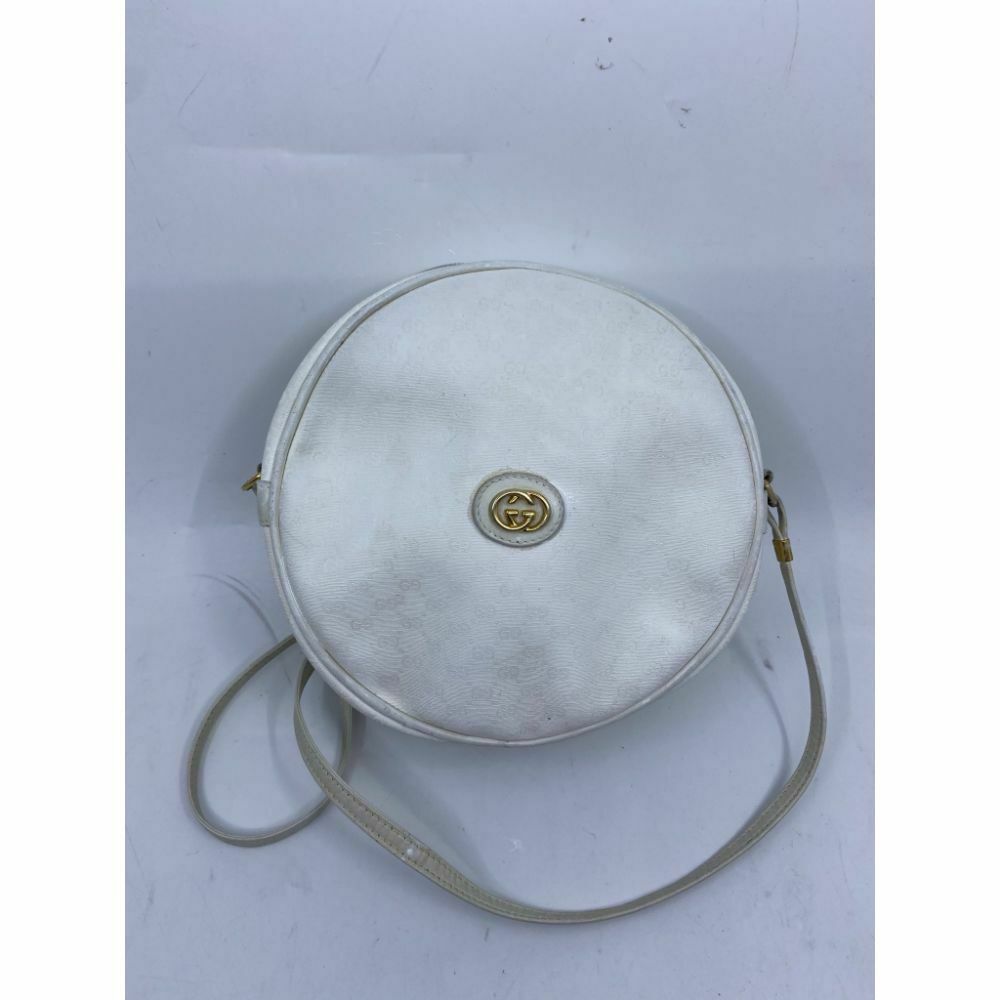 GUCCI White Canvas Signature Crossbody Bag