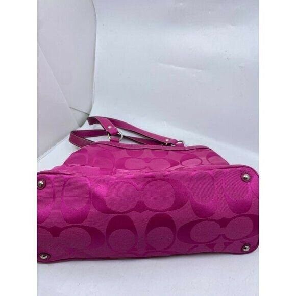 COACH Large Pink Jacquard Fabric Tote Bag