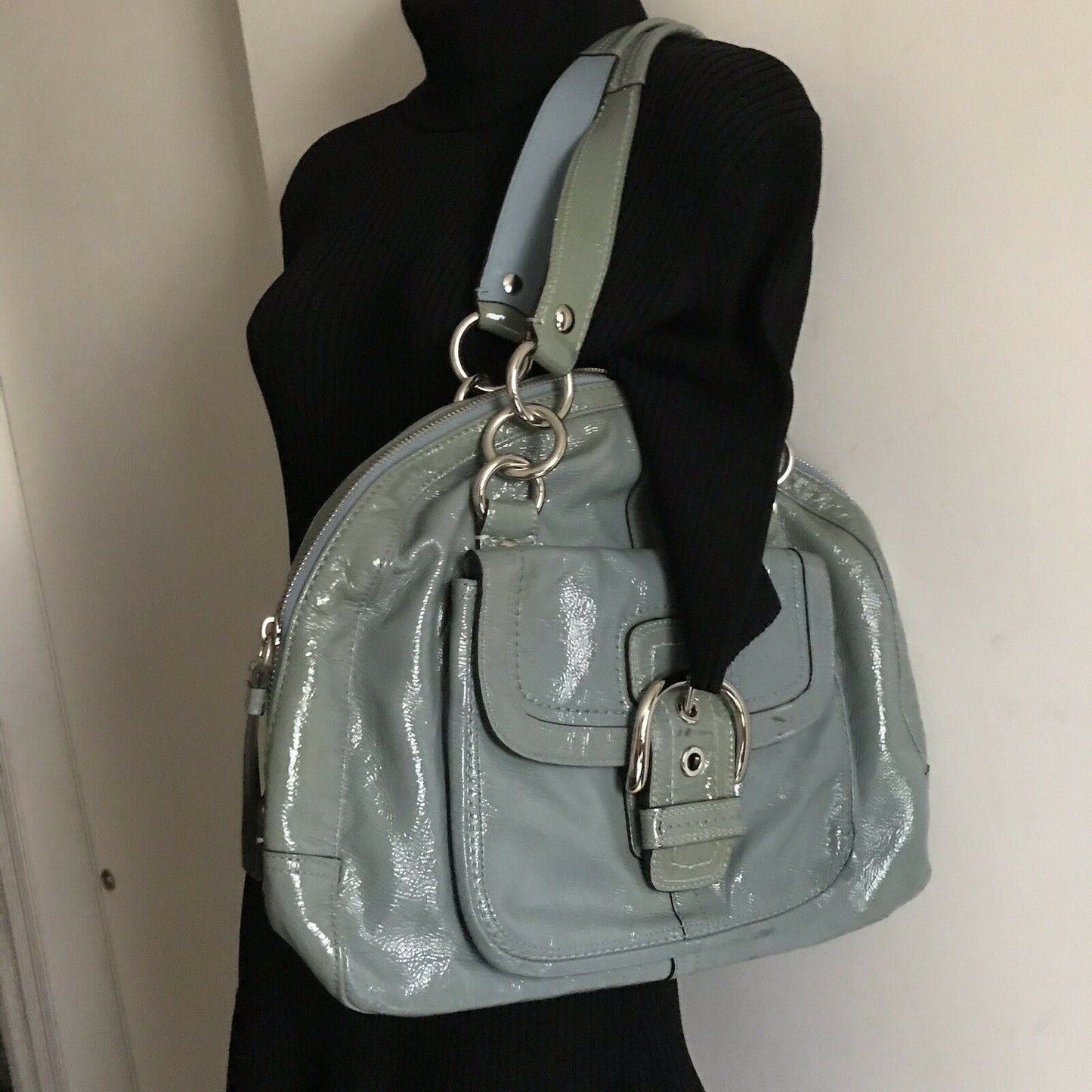 COACH Blue Patent Tote Bag