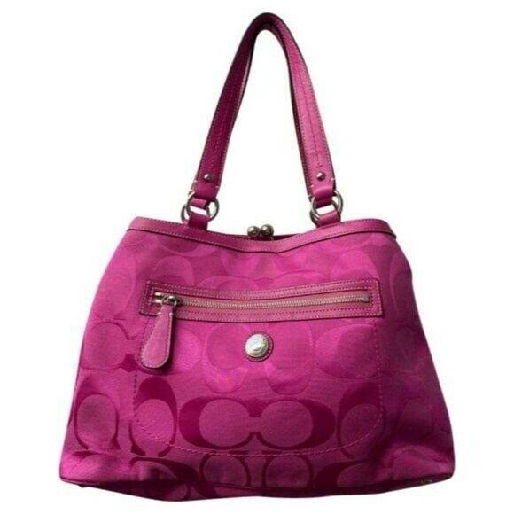 COACH Large Pink Jacquard Fabric Tote Bag