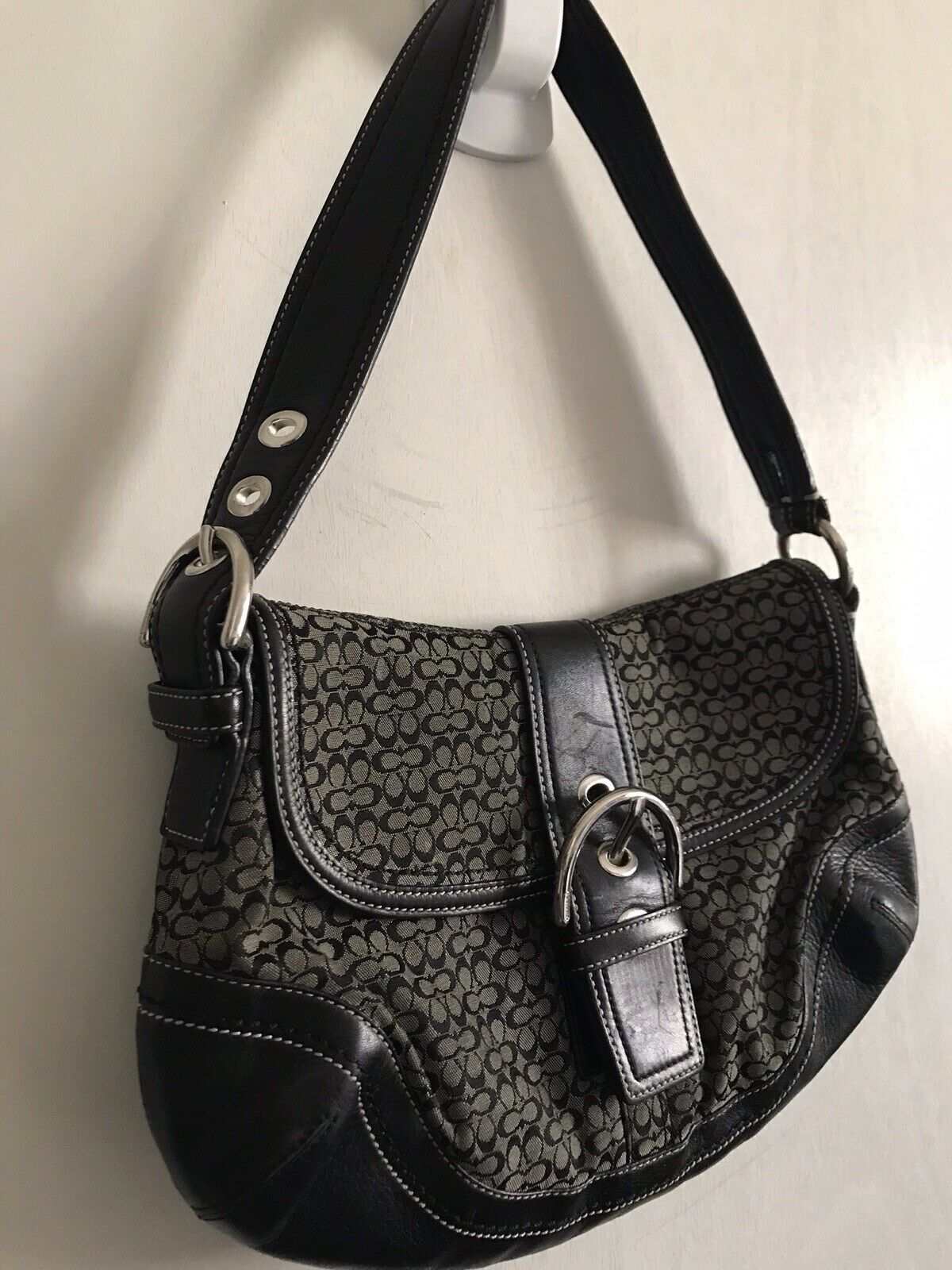 COACH Black Jacquard Buckle Bag