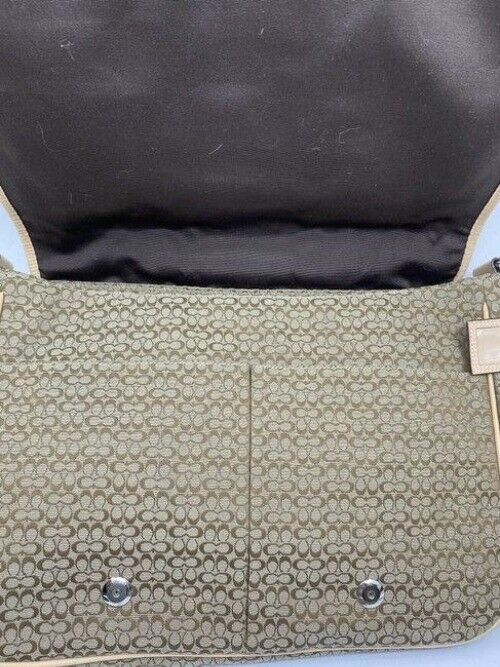 coach xl all over logo cream brown jacquard fabric messenger bag