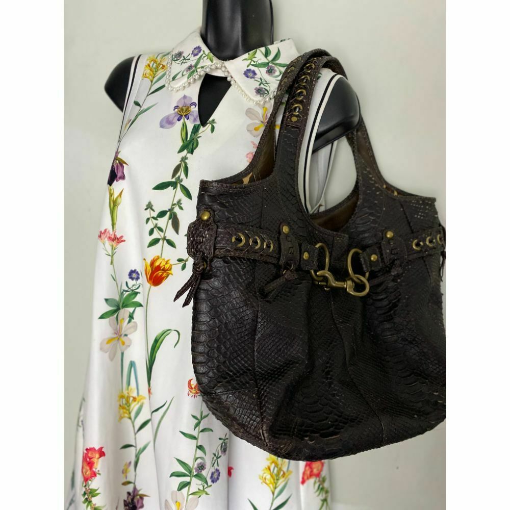 COACH XL Rare Python Print Leather Shoulder Bag