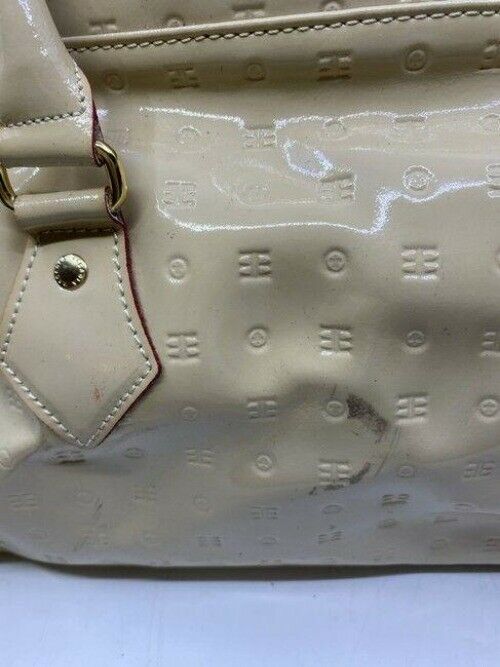 arcadia handbag made in italy cream patent leather tote