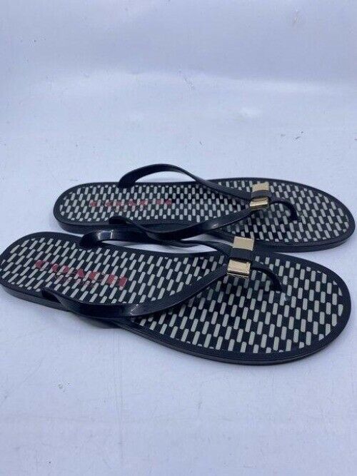 Coach Black White Gold Bow Sandals Size Us