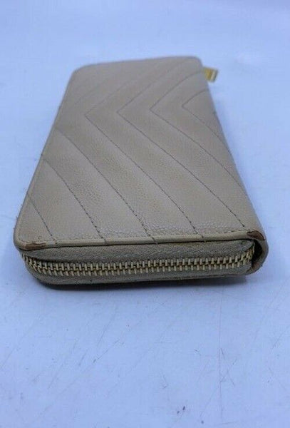 Saint Laurent Beige Monogram Zip Around Wallet