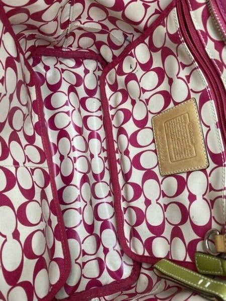 coach large pink nylon shoulder bag