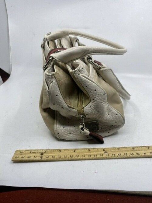Cole Haan Courtney Vintage Roll Collection Beige Canvas Shoulder Bag