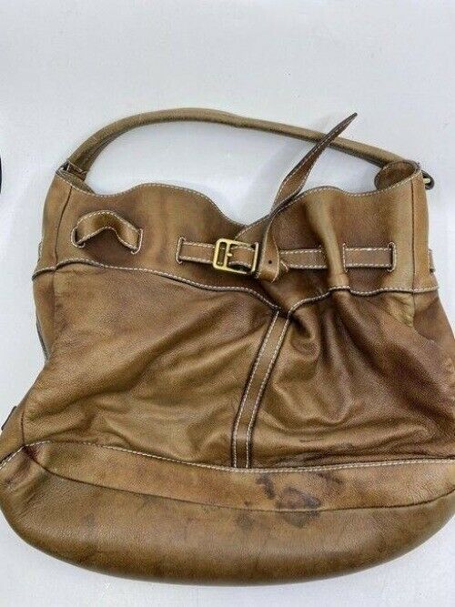 burberry vintage classic brown leather hobo bag