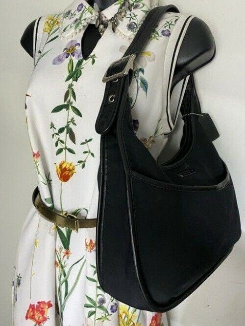 coach medium black fabric shoulder bag