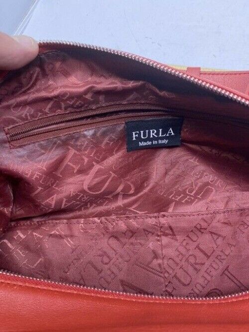 Furla Vintage Tubular Red Leather Shoulder Bag