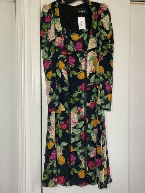 nicole miller black green pink new msrp long formal dress