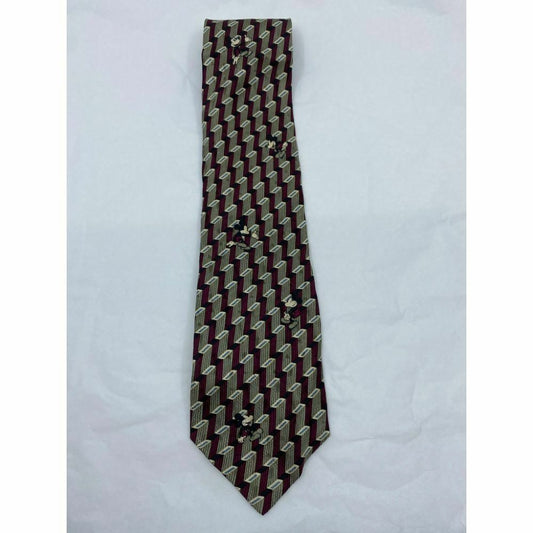 MICKEY MOUSE Disney Neck Tie Red Green Hand Made 100% Silk
