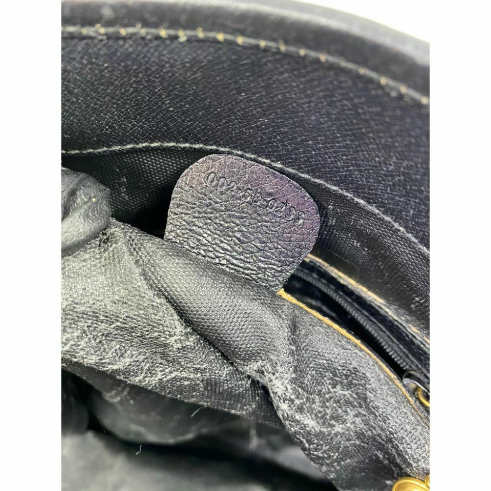 GUCCI XL Vintage Tote Bag Black Jacquard Fabric w/ Leather Trim