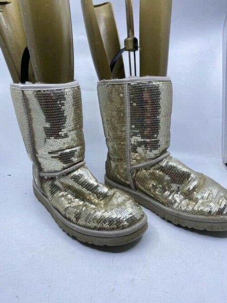 Ugg Australia Silver Fashion Sequin Great Condition Bootsbooties Size Us