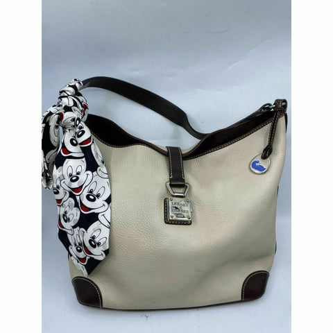 DOONEY & BOURKE Vintage White/ Brown Hobo Bag w/ detachable Mickey Mouse Sash