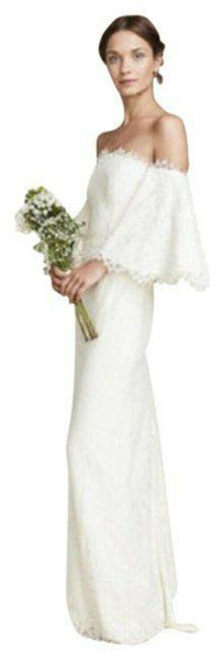 Nicole Miller White Bell Bridal Gown Lace Msrp Long Formal Dress