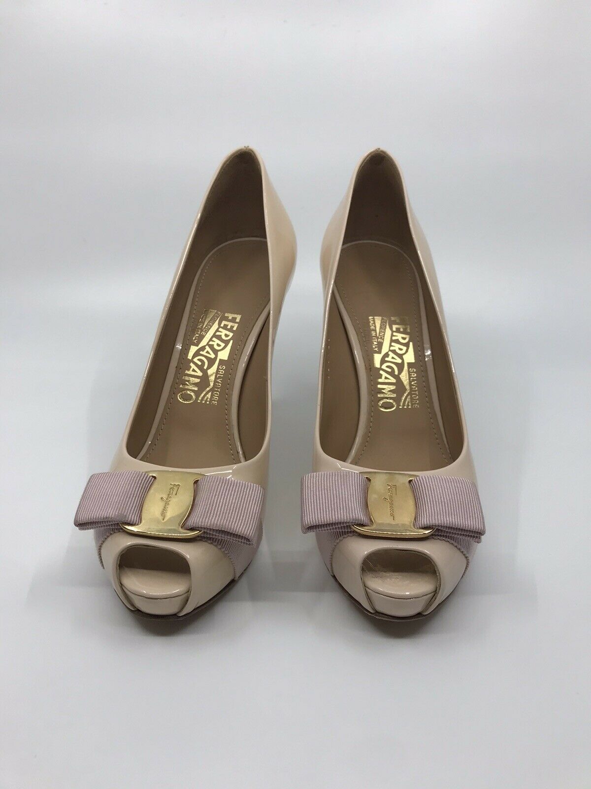 SALVATORE FERRAGAMO Peep Toe Bow High Heel Pump
