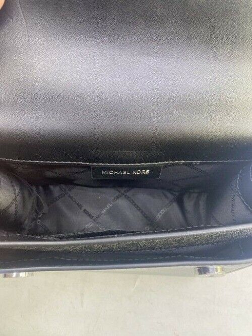 Michael Kors New Ginny Medium Logo Black Coated Canvas Cross Body Bag