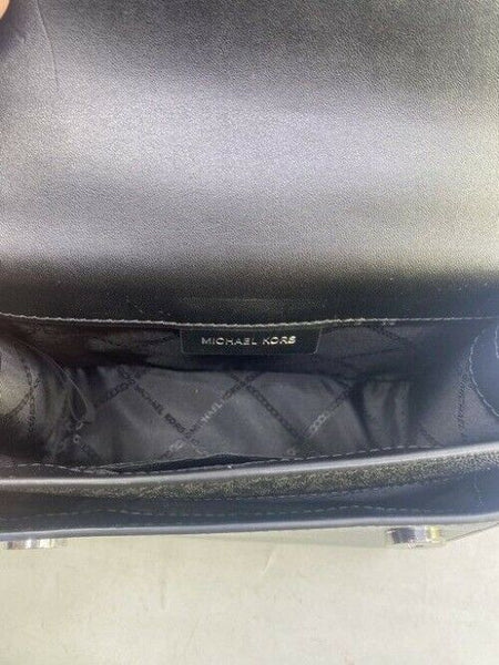 Michael Kors New Ginny Medium Logo Black Coated Canvas Cross Body Bag