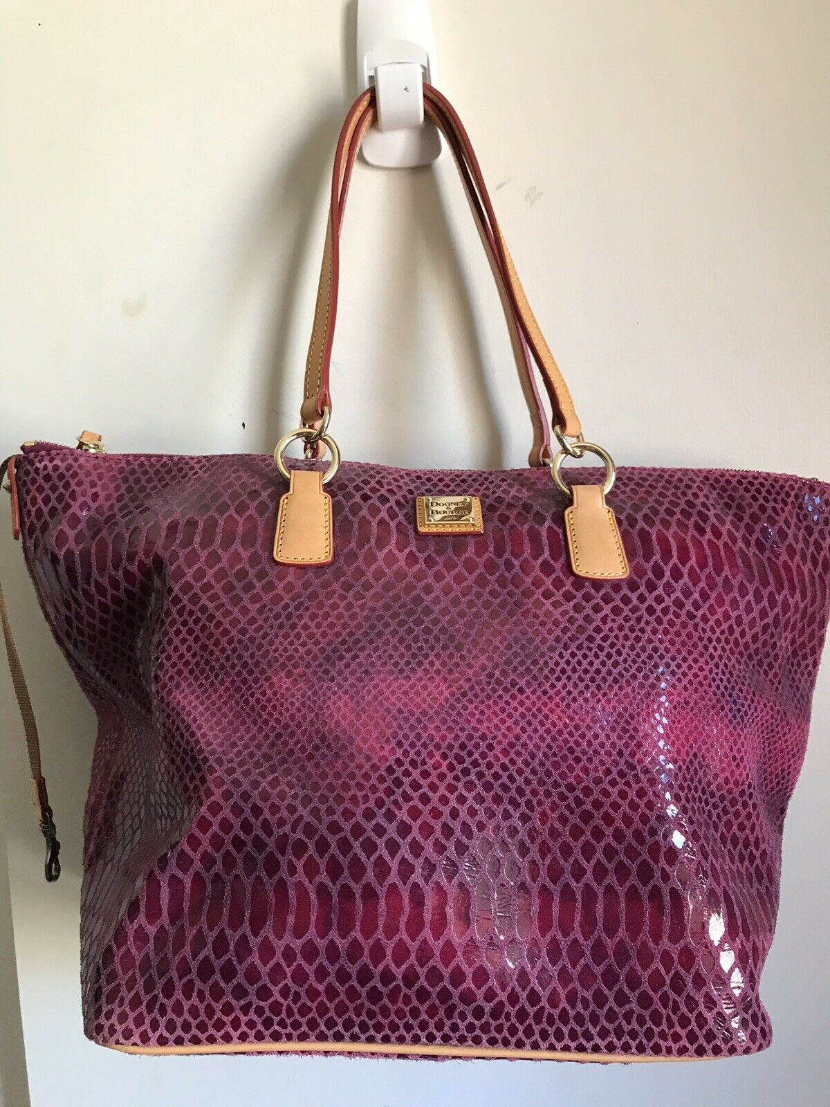 DOONEY & BOURKE XL Pink Snake Print Leather  tote