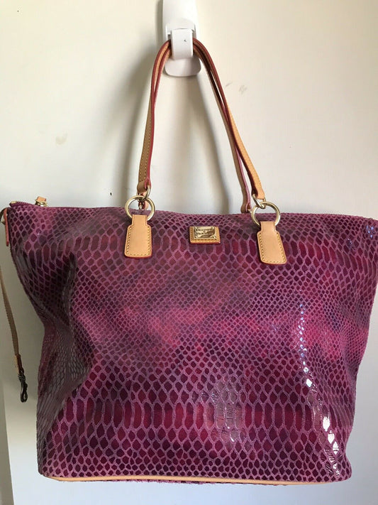 DOONEY & BOURKE XL Pink Snake Print Leather  tote