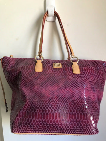 DOONEY & BOURKE XL Pink Snake Print Leather  tote