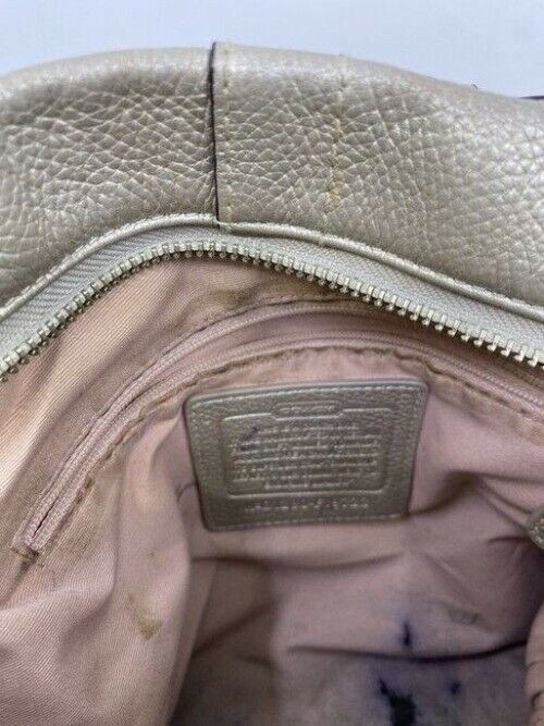 Coach Front Chain Weave Gun Metal Leather Shoulder Bag