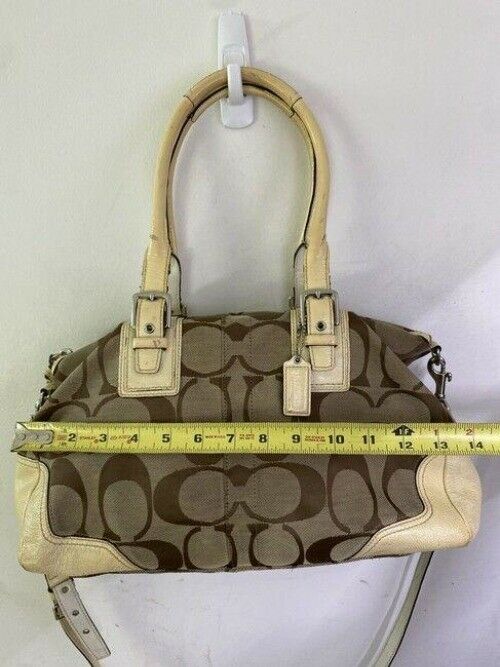 coach bag cream black fabric tote