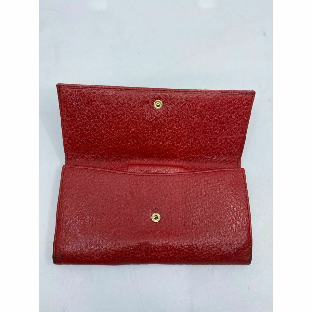 GUCCI Women Red Tri Fold Leather Wallet