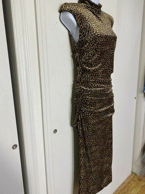 nicole miller brown yellow new animal print velvet msrp