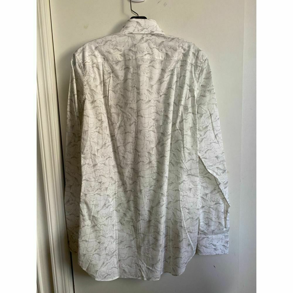 BONOBOS Gray White Printed Long Sleeve Button Down Shirt Size M