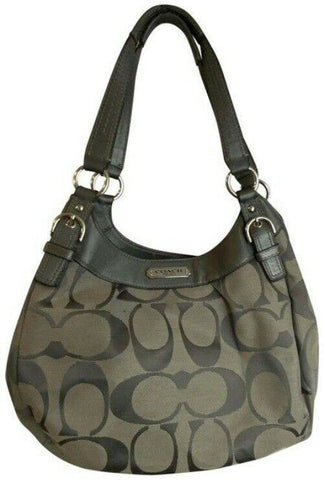 coach eddie tan olive jacquard fabric tote